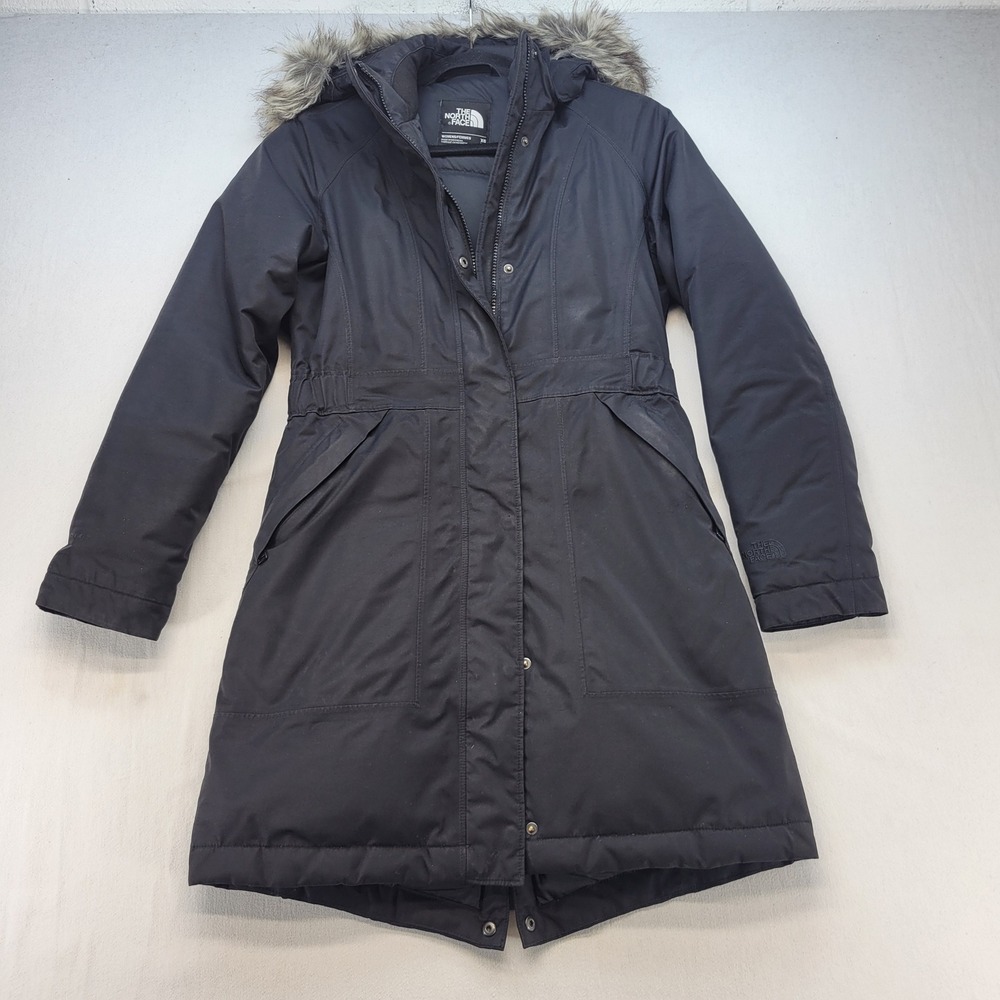 The North Face Arctic Parka Womens XS Black Faux Fur Hood Down Insulated Coat